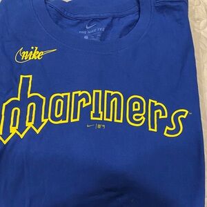 Nike Blue and Yellow Mariners Short Sleeve Tee